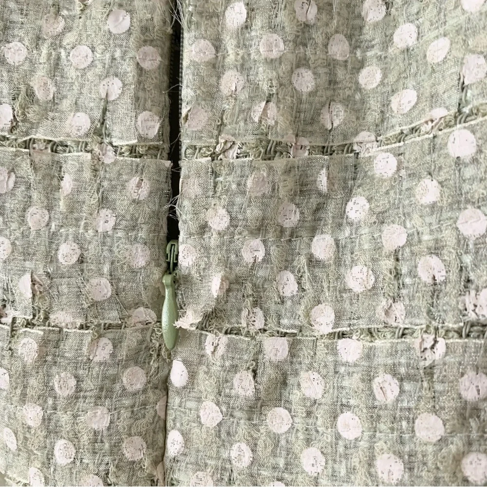 New Chanel pastel green tweed ribbon skirt